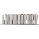 Deep Socket Set on Metal Rail, 1/2" Sq Dr (12 Piece)