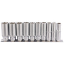 Deep Socket Set on Metal Rail, 3/8" Sq Dr (10 Piece)