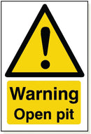 Adhesive Warning Open Pit Sign - WB048A
