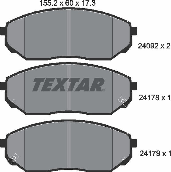Kia, Brake Pad Set - Textar 24092012479601