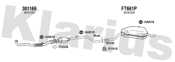 Klarius 301169 - Front Pipe For Cat  - Fits Fiat Punto 1.9JTD