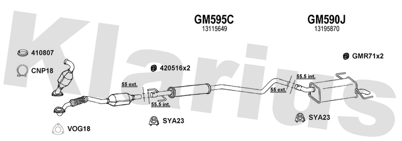 Klarius GM595C - Box With Centre Pipe  - Fits Opel Astra H 1.9CDTi