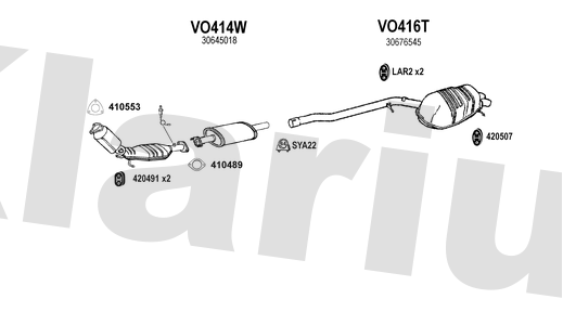 Klarius VO414W - Box With Centre Pipe  - Fits Volvo XC90 2.5