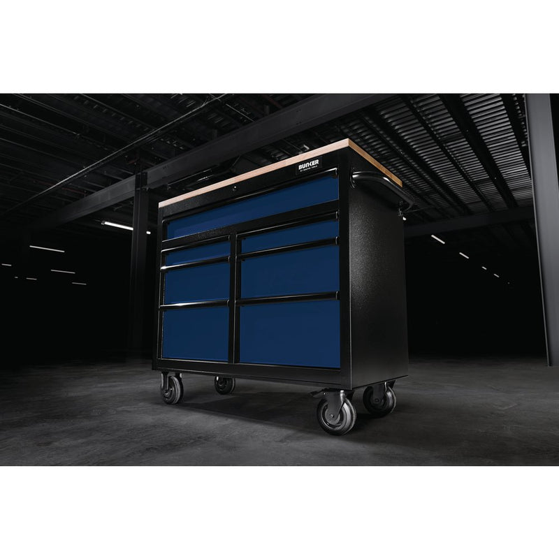 BUNKER Workbench Roller Tool Cabinet, 7 Drawer, 41", Blue