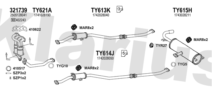 Klarius 321739 - Catalyst Type Approved Withpip  - Fits Toyota Avensis Verso 2.0VVTi