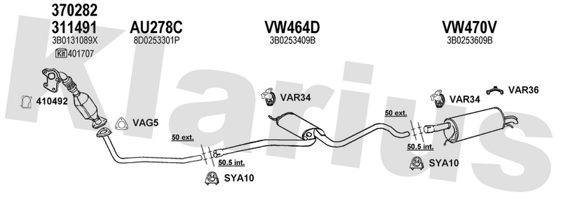 Klarius 311491 - Catalyst Type Approved  - Fits Audi A4 1.9Di,1.9TDi