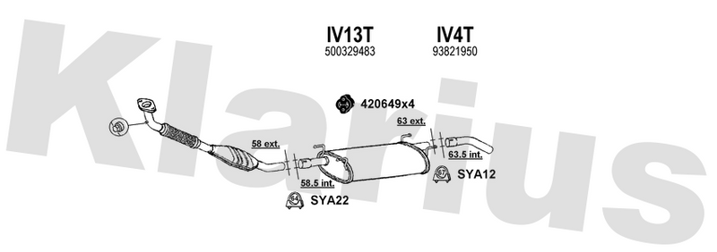 Klarius IV13T - Box With Centre Pipe  - Fits Iveco Daily II 2.8D