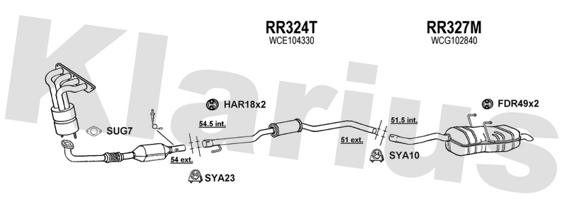 Klarius RR324T - Box With Centre Pipe  - Fits Rover 75 1.8i