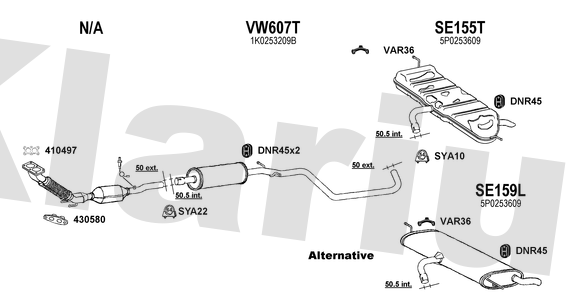 Klarius VW607T - Box With Centre Pipe  - Fits Audi A3 1.6i