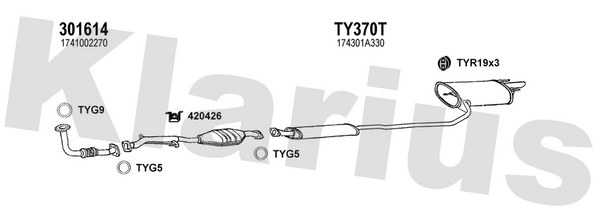 Klarius 301614 - Front Pipe For Cat  - Fits Toyota Carina E 1.8i