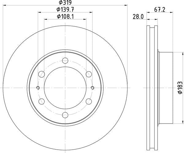 Mintex Brake Discs fits -Toyota V300:5 MDC2260 (also fits other vehicles)