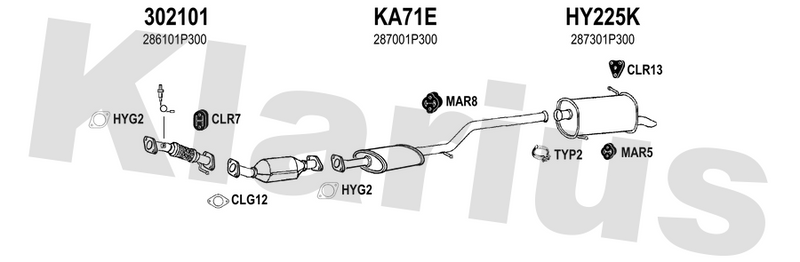 Klarius 302101 - Front Pipe For Cat  - Fits Kia Venga 1.4