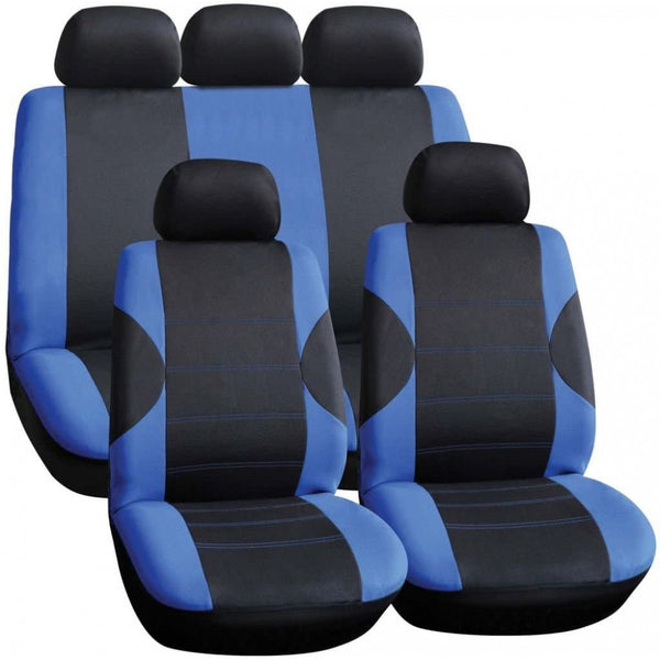 Streetwize Arkansas Polyester 11 Pieces Seat Cover Set with Zips in Blue