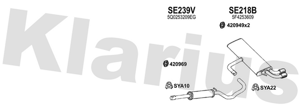 Klarius SE239V - Box With Centre Pipe  - Fits Seat Leon 1.0TFSi