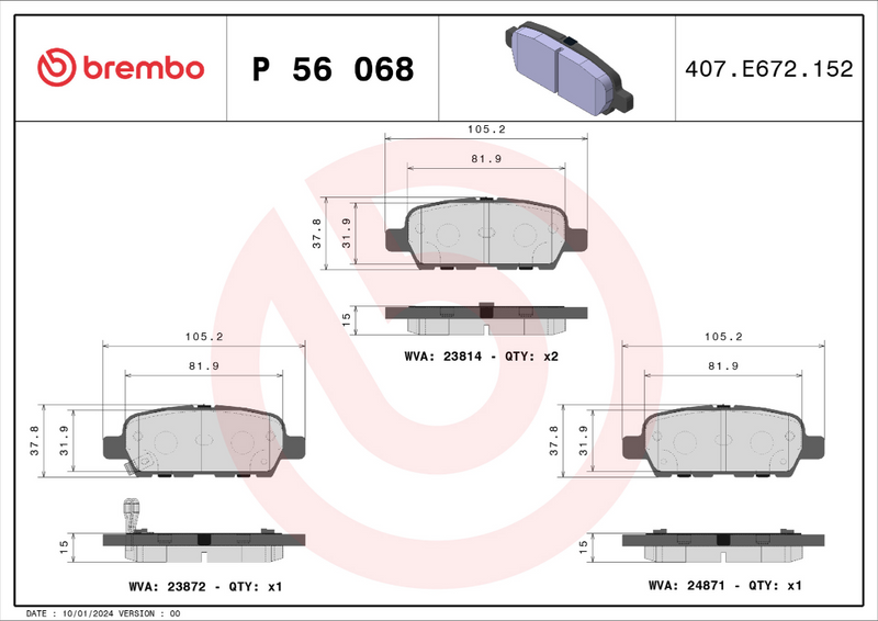 Brembo Brake Pad Set - P56068