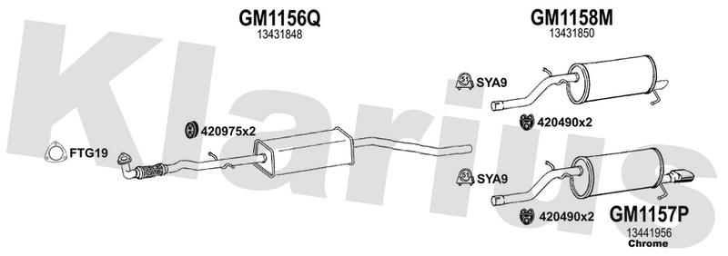 Klarius GM1156Q - Box With Centre Pipe  - Fits Opel Corsa E 1.0