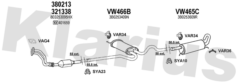Klarius 321338 - Catalyst Type Approved Withpip  - Fits Audi A4 1.8i