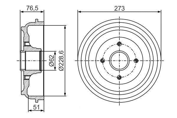 Bosch Brake Drum (Pair) - 0986477282