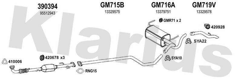 Klarius GM715B - Centre Pipe  - Fits Opel Astra 1.7