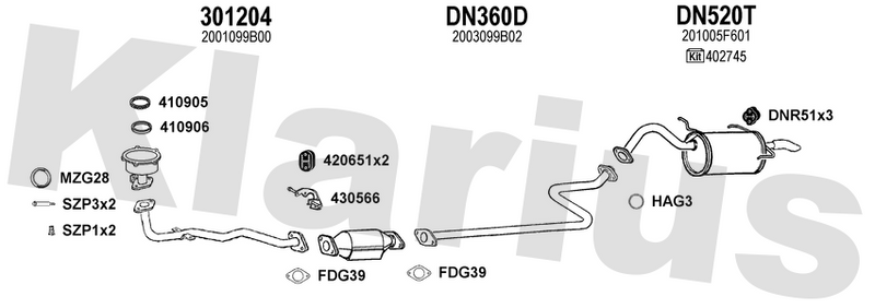 Klarius 301204 - Front Pipe For Cat  - Fits Nissan Micra 1.0i