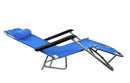 EasiRecline Sun Lounger Pair Fabric Blue Outdoor Garden Chair  - LW674