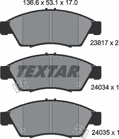Textar Brake Pad Set - 2381701