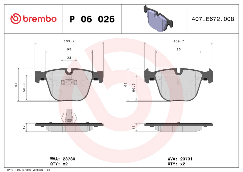 Brembo Brake Pad Set - P06026