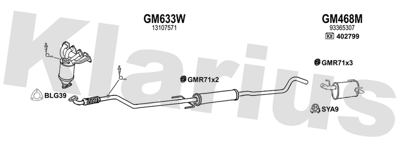 Klarius GM633W - Box With Centre Pipe  - Fits Opel Meriva 1.6i