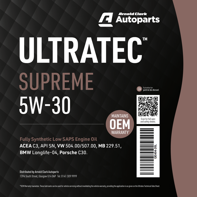 Ultratec Supreme 5W30 - 20 Litre Engine Oil