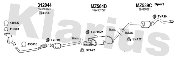 Klarius MZ504D - Box With Centre Pipe  - Fits Mercedes B200 2.0CDi