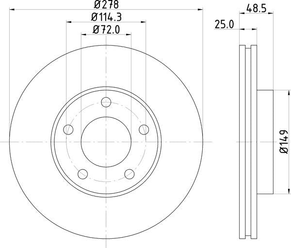 Mintex Brake Discs fits -Mazda V277:5 MDC1691 (also fits other vehicles)