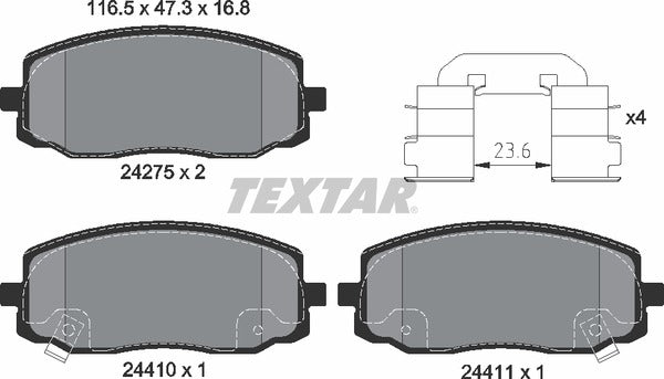 Hyundai Kia, Brake Pad Set - Textar 2427501