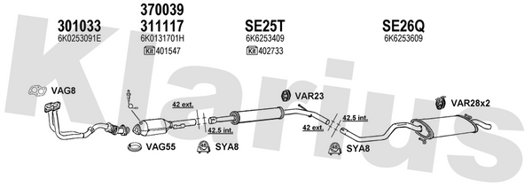 Klarius 301033 - Front Pipe For Cat  - Fits Seat Cordoba 1.4i
