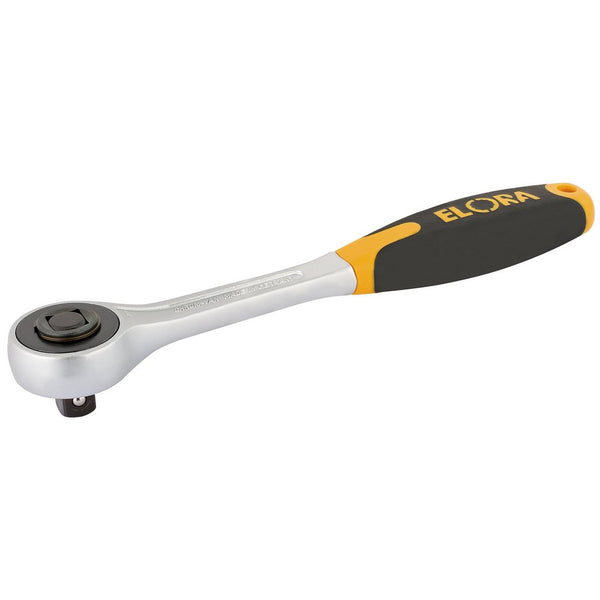 Elora Push Through Soft Grip Reversible Ratchet, 1/2" Sq Dr, 200mm