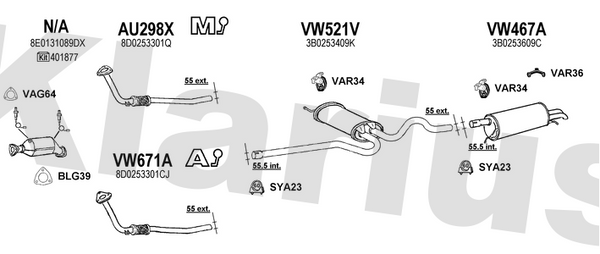 Klarius 322035 - Catalyst Type Approved Withpip  - Fits Audi A4 1.8i