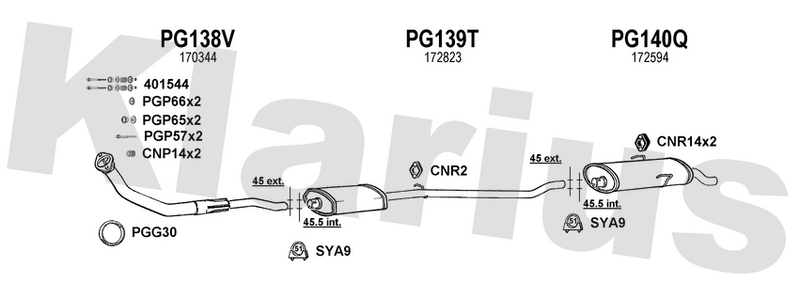 Klarius PG138V - Front Pipe  - Fits Peugeot 205 1.6,1.9i