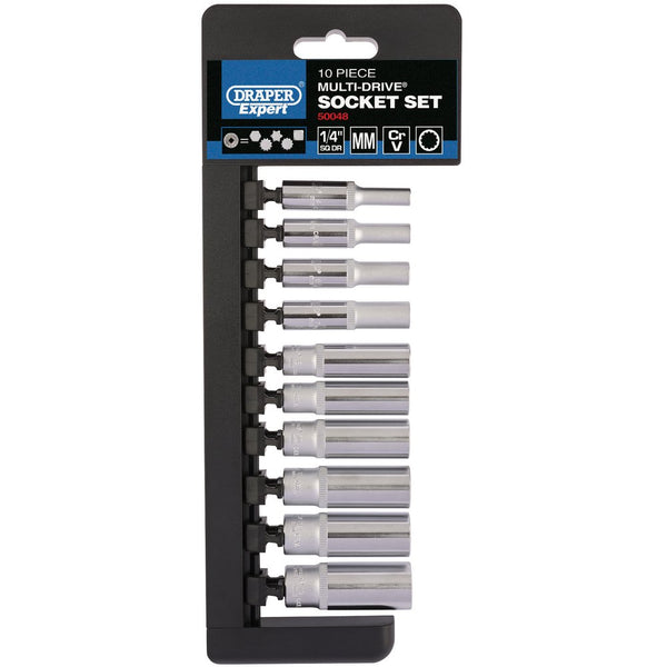 Multi-Drive Metric Deep Socket Set, 1/4" Sq Dr (10 Piece)