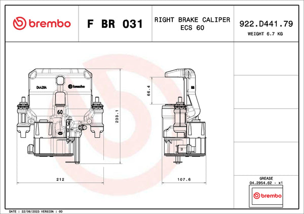 Brembo F BR 031 LCV brake calipers for commercial vehicles - FBR031