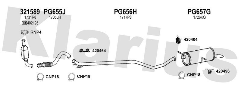 Klarius 321589 - Catalyst Type Approved Withpip  - Fits Peugeot 206 1.4HDi