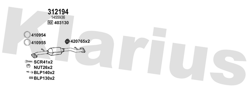 Klarius 312194 - Catalyst Type Approved  - Fits Ford Ranger 2.5TDCi,3.0TDCi