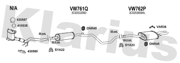 Klarius VW761Q - Box With Centre Pipe  - Fits Volkswagen Passat 2.0TDi
