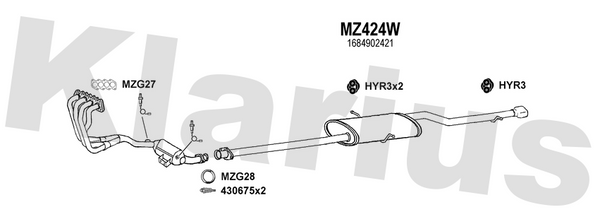 Klarius MZ424W - Box With Tail Pipe  - Fits Mercedes A160 1.6i