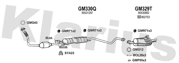 Klarius GM330Q - Box With Centre Pipe  - Fits Opel Astra G 2.0TD