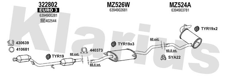 Klarius 322802 - Catalyst Type Approved Withpip  - Fits Mercedes Viano 2.2CDi,2.0CDi