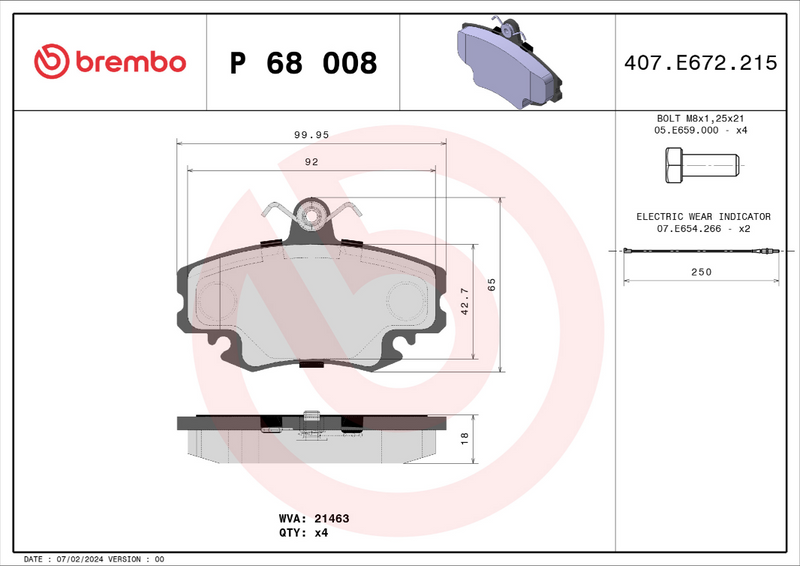 Brembo Brake Pad Set - P68008