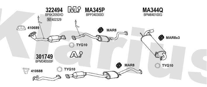 Klarius 322494 - Catalyst Type Approved Withpip  - Fits Mazda MX5 1.8i