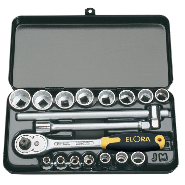 Elora Metric Socket Set, 3/8" Sq Dr (18 Piece)
