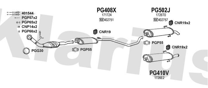 Klarius PG408X - Box With Centre Pipe  - Fits Peugeot 306 1.8i