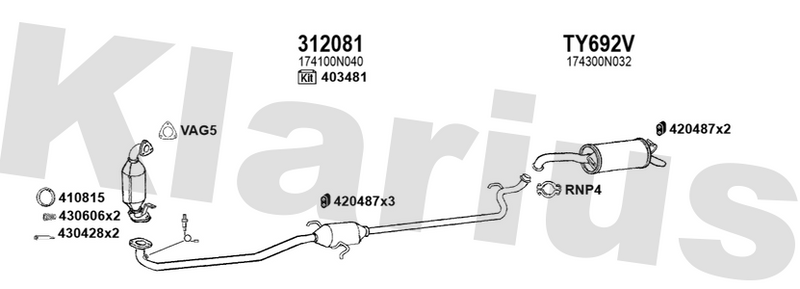 Klarius 312081 - Catalyst Type Approved  - Fits Toyota Yaris 1.4D-D
