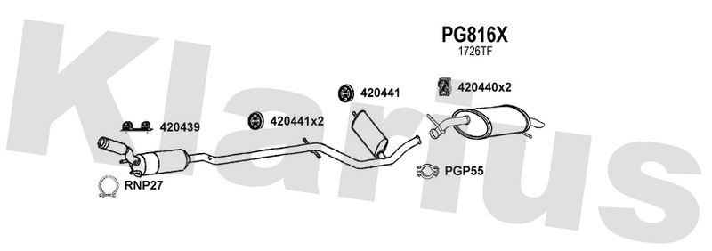 Klarius PG816X - Box With Tail Pipe  - Fits Peugeot 407 2.2i